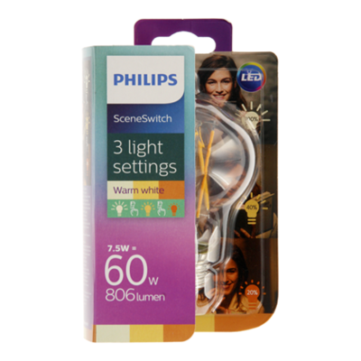 Philips LED scenesw 3 settings fil 60W E27 dim
